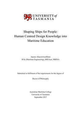 Shaping Ships for People: Human Centred Design Knowledge Into Maritime Education