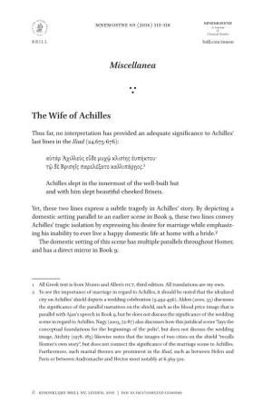 Miscellanea the Wife of Achilles