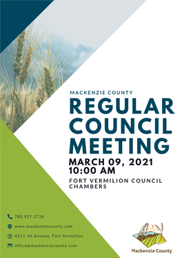 Regular Council Meeting March 09, 2021 10:00 Am Fort Vermilion Council Chambers