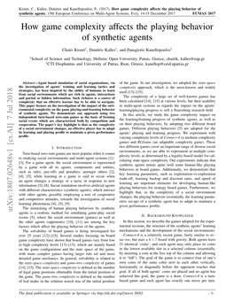 How Game Complexity Affects the Playing Behavior of Synthetic Agents