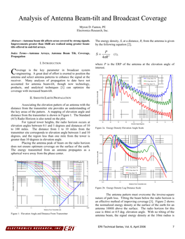 Analysis of Antenna Beam-Tilt and Broadcast Coverage