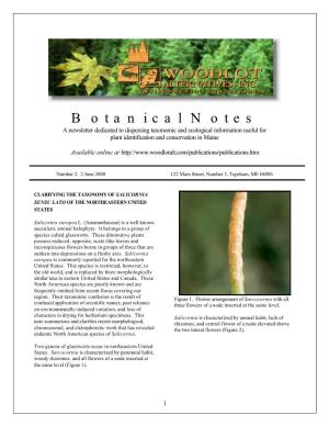 Botanical Notes a Newsletter Dedicated to Dispersing Taxonomic and Ecological Information Useful for Plant Identification and Conservation in Maine