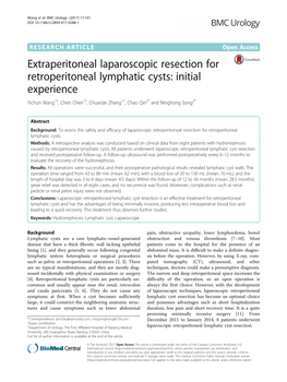 Extraperitoneal Laparoscopic Resection for Retroperitoneal Lymphatic Cysts