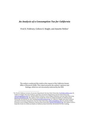 An Analysis of a Consumption Tax for California