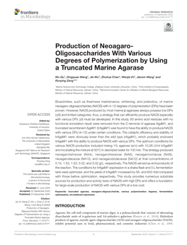 Production of Neoagaro-Oligosaccharides With﻿﻿ Various Degrees Of