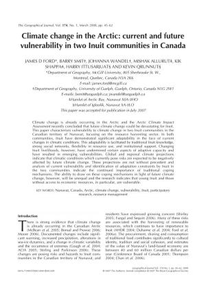 Climate Change in the Arctic: Current and Future Vulnerability in Two Inuit