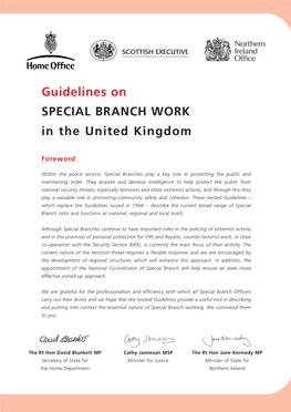 Guidelines on SPECIAL BRANCH WORK in the United Kingdom