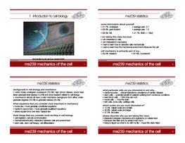 1. Introduction to Cell Biology Me239 Statistics