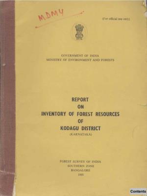 Inventory of Forest Resources Kodagu District