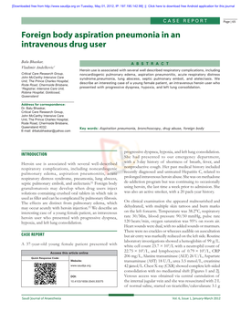 Foreign Body Aspiration Pneumonia in an Intravenous Drug User
