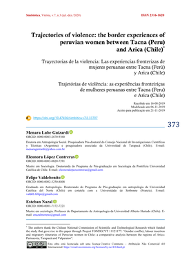 Trajectories of Violence: the Border Experiences of Peruvian Women Between Tacna (Peru) and Arica (Chile)*