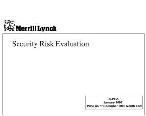 Merrill Lynch Security Risk Evaluation 1-07