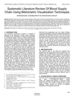 Systematic Literature Review of Blood Supply Chain Using Bibliometric Visualization Techniques
