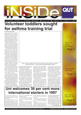 Volunteer Toddlers Sought for Asthma Training Trial by Andrea Hammond
