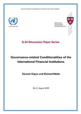 Governance-Related Conditionalities of the International Financial Institutions