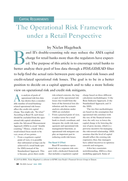 The Operational Risk Framework Under a Retail Perspective