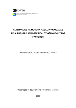 Alteraes Na Mucosa Nasal Provocadas Pela Presso Atmosfrica, Oxignio E