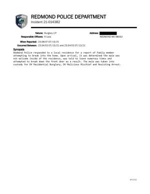 REDMOND POLICE DEPARTMENT Incident 21-014382