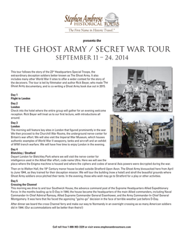 The Ghost Army / Secret War Tour September 11 – 24, 2014