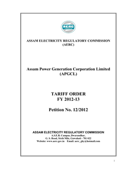 TARIFF ORDER FY 2012-13 Petition No. 12/2012