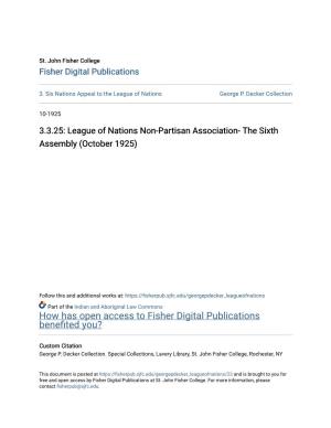 League of Nations Non-Partisan Association- the Sixth Assembly (October 1925)