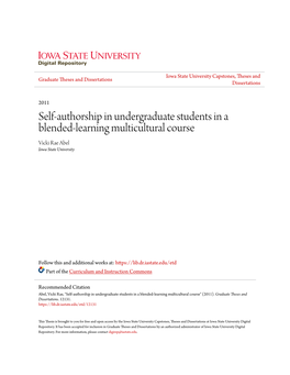 Self-Authorship in Undergraduate Students in a Blended-Learning Multicultural Course Vicki Rae Abel Iowa State University