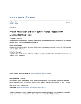 Protein Annotation of Breast-Cancer-Related Proteins with Machine-Learning Tools