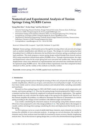 Numerical and Experimental Analysis of Torsion Springs Using NURBS Curves