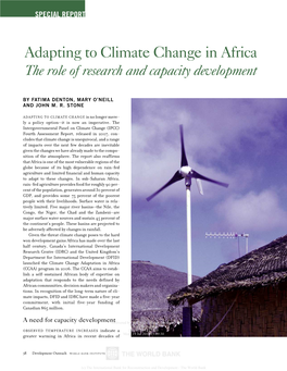 Adapting to Climate Change in Africa the Role of Research and Capacity Development