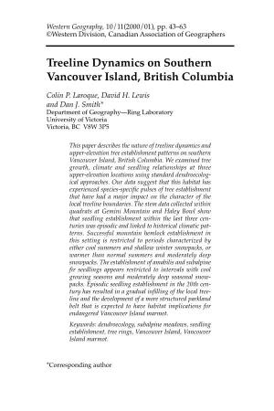 Treeline Dynamics on Southern Vancouver Island, British Columbia
