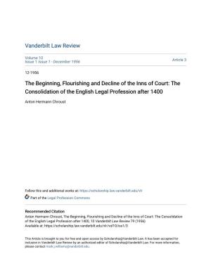 The Beginning, Flourishing and Decline of the Inns of Court: the Consolidation of the English Legal Profession After 1400