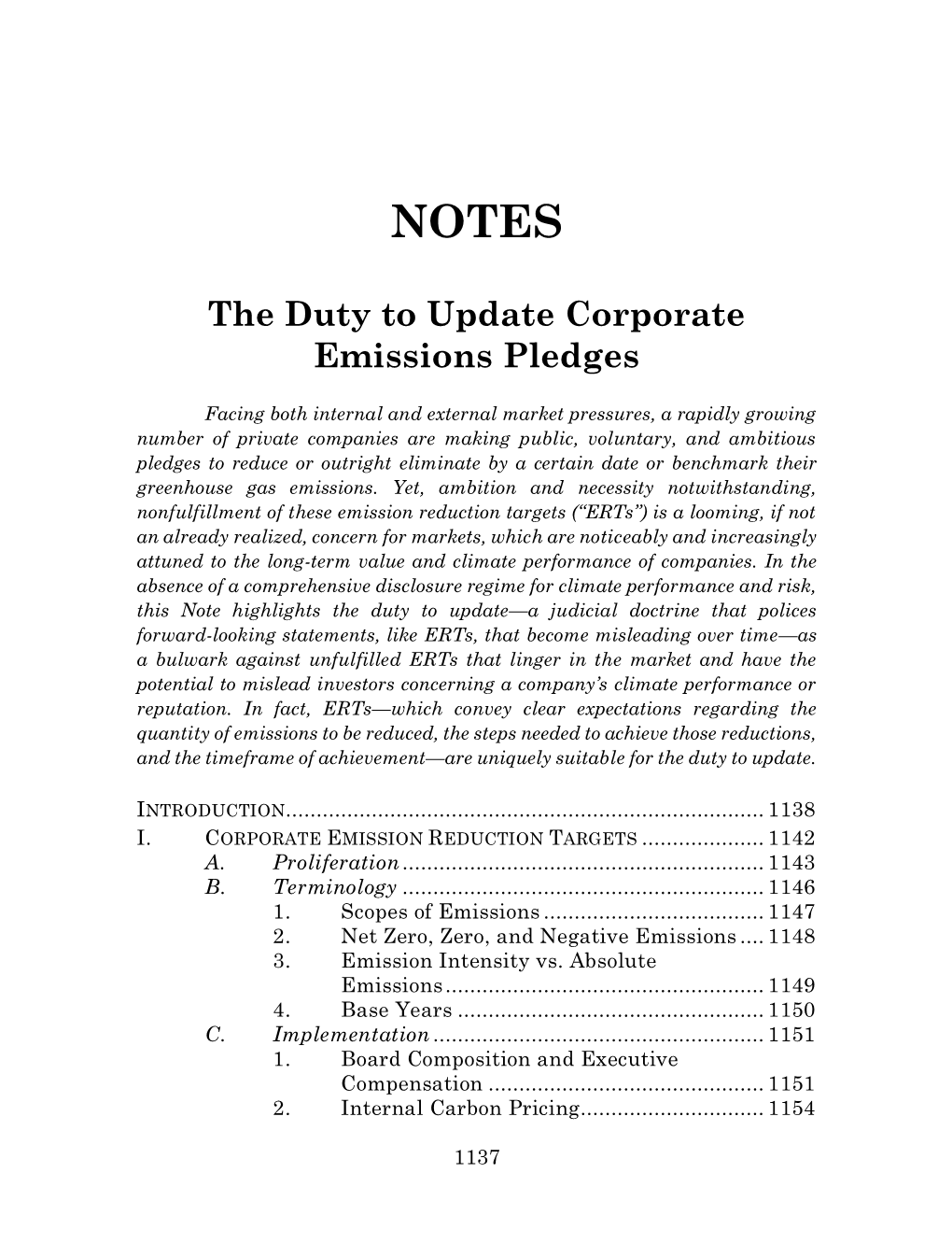 The Duty to Update Corporate Emissions Pledges