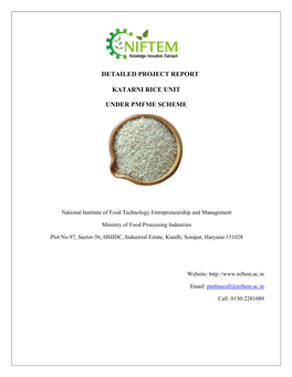 Detailed Project Report Katarni Rice Unit