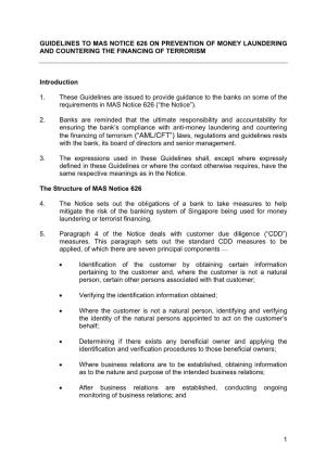 Guidelines to Mas Notice 626 on Prevention of Money Laundering and Countering the Financing of Terrorism