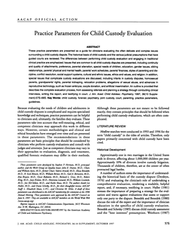 AACAP: Practice Parameters for Child Custody Evaluation