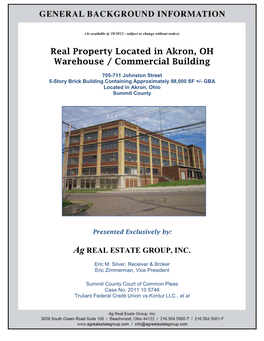 Real Property Located in Akron, OH Warehouse / Commercial Building