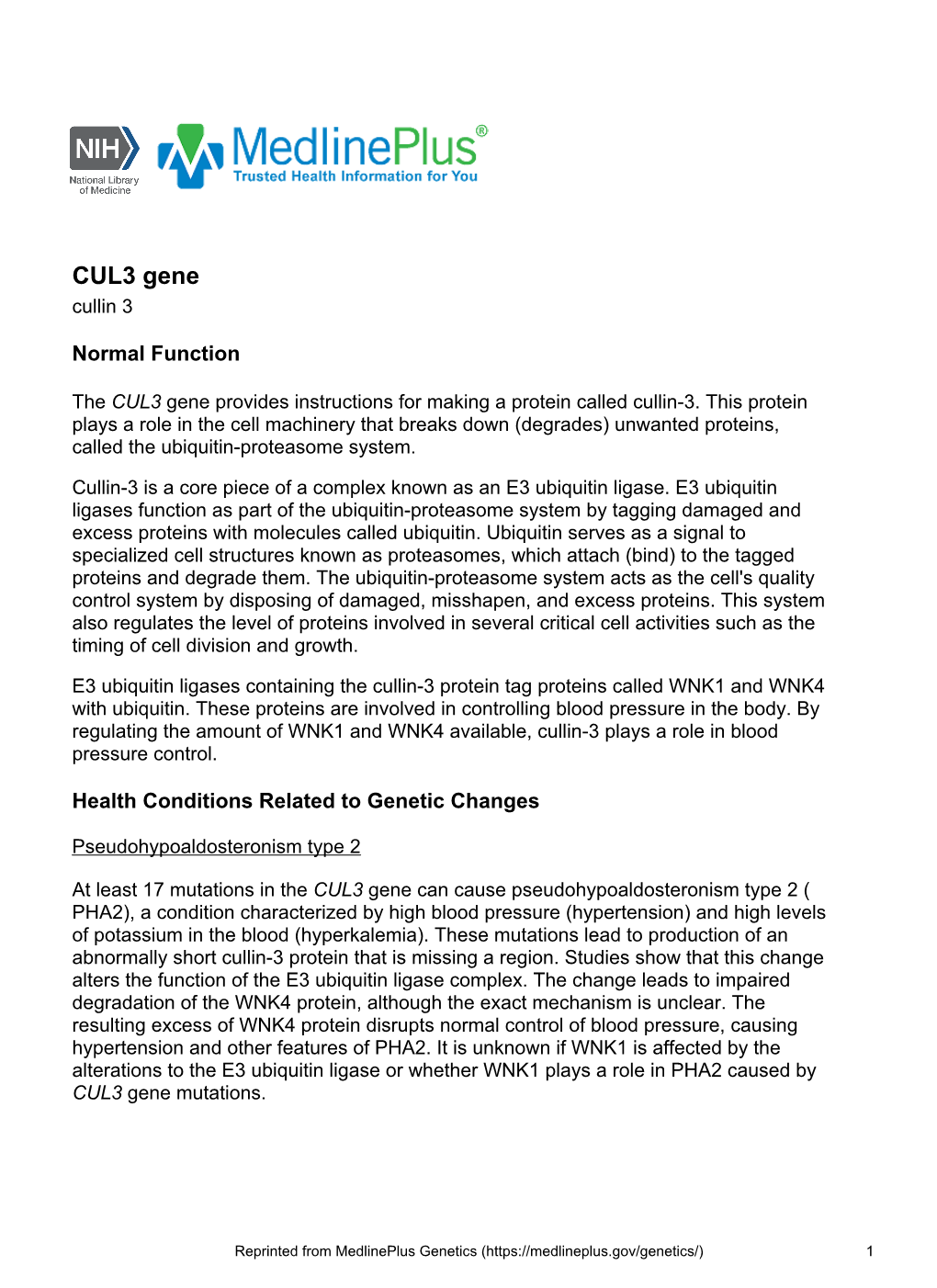 CUL3 Gene Cullin 3