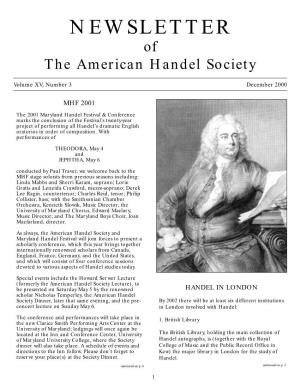 Handel Newsletter-2/2001 Pdf