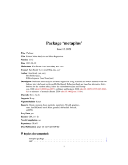 Metaplus: Robust Meta-Analysis and Meta-Regression