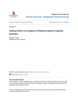 Holding Pattern: an Analysis of Heathrow Airport’S Capacity Quandary