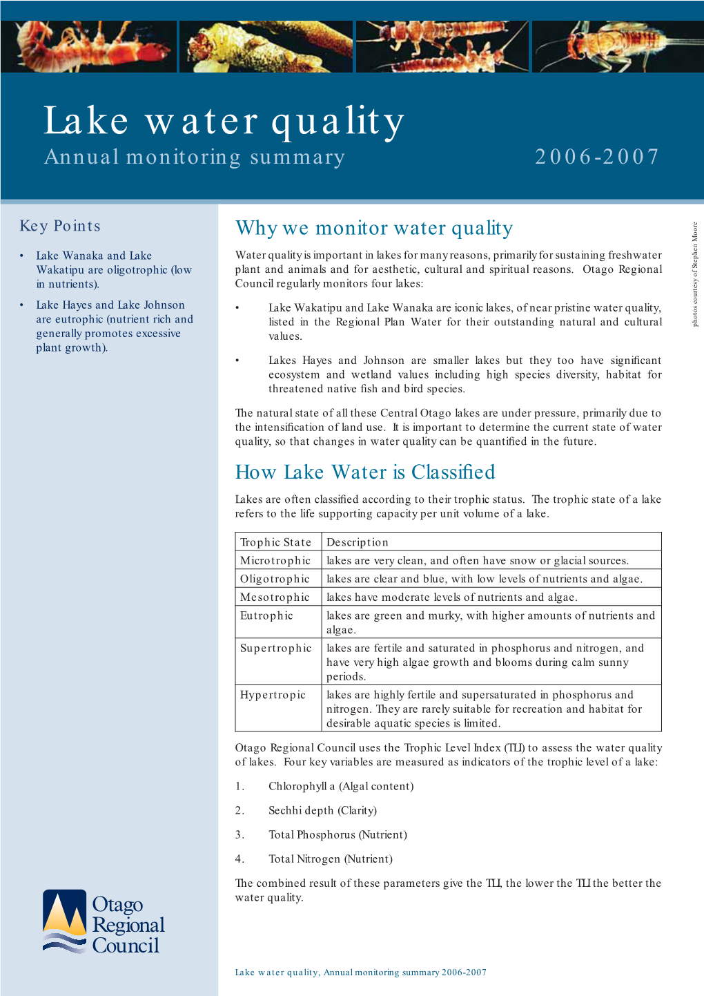 Lake Water Quality Annual Monitoring Summary 2006-2007