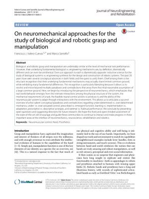 On Neuromechanical Approaches for the Study of Biological and Robotic Grasp and Manipulation Francisco J