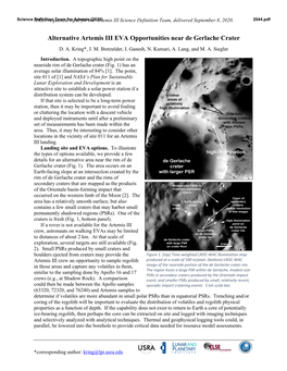 Alternative Artemis III EVA Opportunities Near De Gerlache Crater D