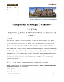 Necropolitics in Refugee Governance