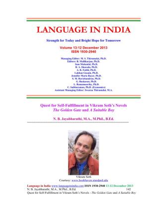 Quest for Self-Fulfillment in Vikram Seth's Novels the Golden Gate And