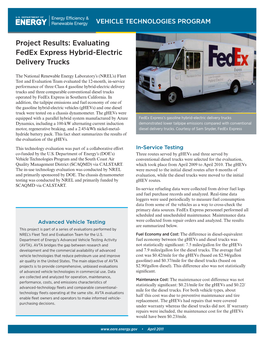 Evaluating Fedex Express Hybrid-Electric Delivery Trucks