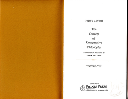 Henry Corbin the Concept of Comparative Philosophy