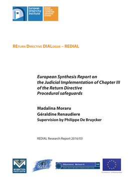 European Synthesis Report on the Judicial Implementation of Chapter III of the Return Directive Procedural Safeguards
