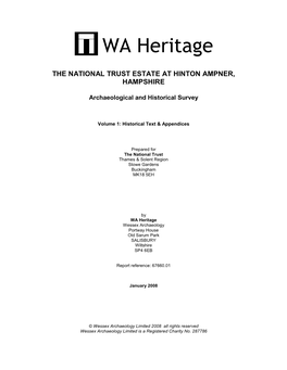 Hinton Ampner Archaeological Survey Report, 2007