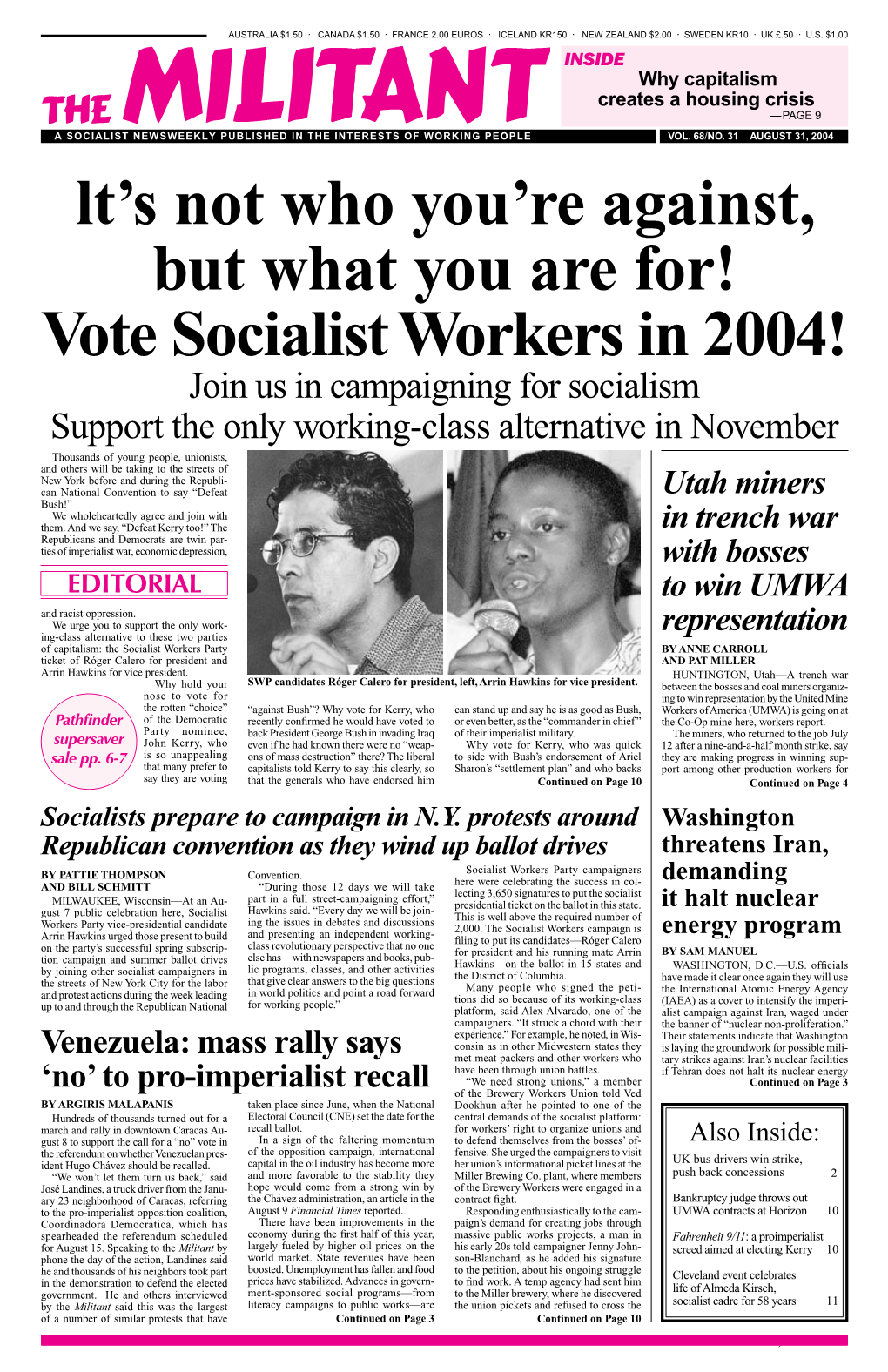 Vote Socialist Workers in 2004!